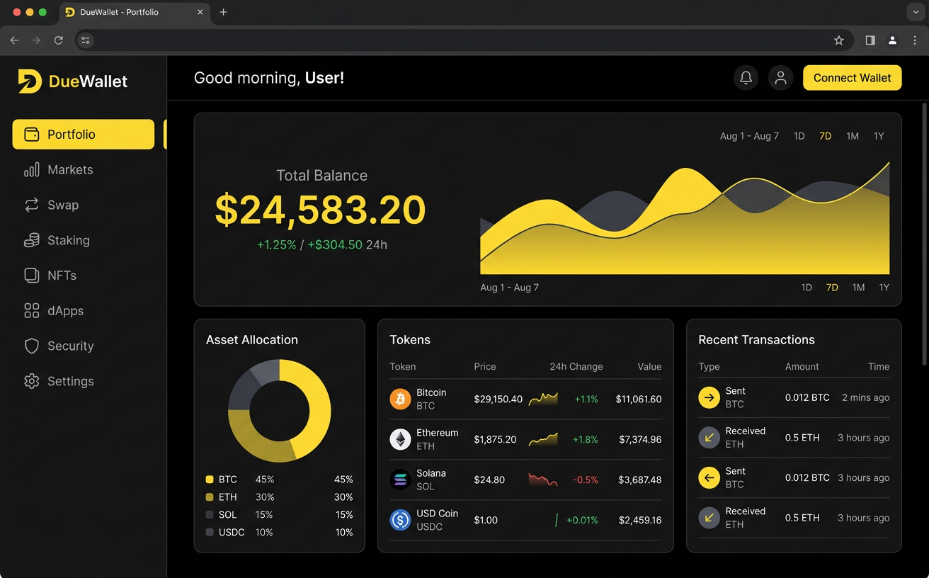 DueWallet desktop dashboard